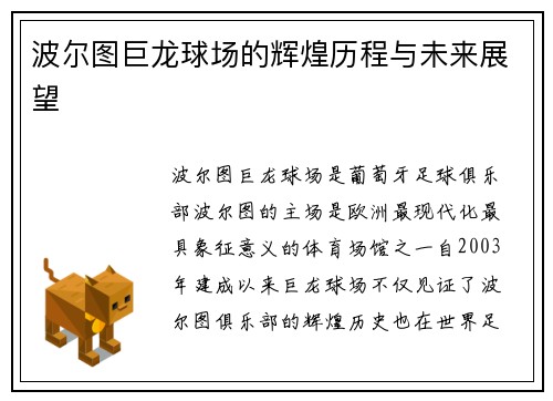 波尔图巨龙球场的辉煌历程与未来展望
